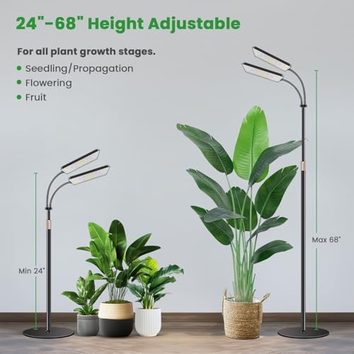 Wiaxulay Floor Grow Light with 68in Stand, Full Spectrum for Indoor Plants