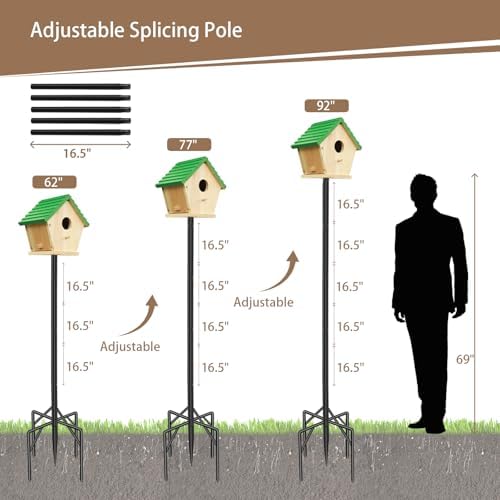 92" Bird Feeder Stand Heavy Duty 1" Outdoor Birdhouse Pole Mount