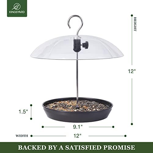 Kingsyard Platform Bird Feeder with Adjustable Dome for Outdoors Hanging