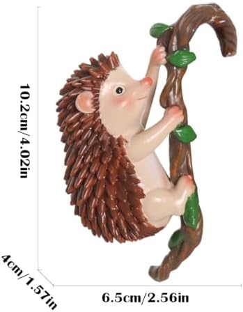 Cute Climbing Hedgehog Flower Pot Hugger Figurines Resin Hanging Animal Statue Planter Pot Decorations for Home Garden Fence Balcony Patio Lawn Yard Ornaments