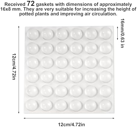 72-Piece Clear Rubber Feet Adhesive Cabinet Bumper Plant Risers