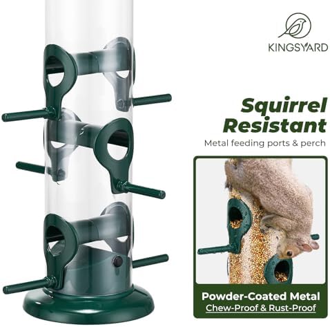 Kingsyard 15" Metal Tube Bird Feeders for Outdoors Hanging