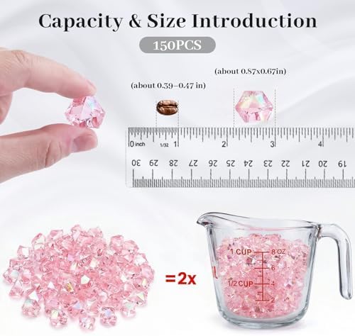 DomeStar 150 PCS Pink Fake Ice Rocks, Vase Fillers for Home
