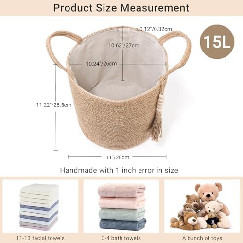 Mkono Woven Storage Basket for Blanket, Toys Plant Organizer, 11"W x 11"L