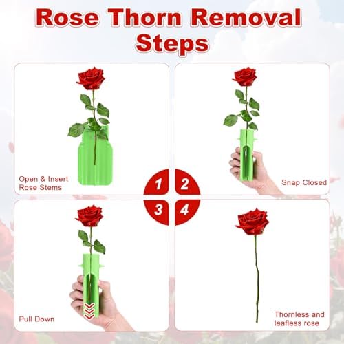 M METERXITY 2-Pack Rose Thorn Stripper Tool, Plastic Metal Rose Stem Leaf Thorn Stripper for Bouquets Pruning Branches/Floral Arrangement, Flower Stripping Tool Remove [Pink, Green]