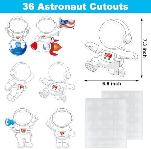 36 Outer Space Astronaut Cutouts with Photo Space for Bulletin Board Decor