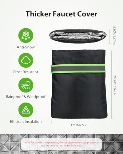 Outdoor Faucet Covers for Winter Freeze Protection, Kanosan 8.3"H X 6.7"W Thickened Reflective Outside Spigots Covers Hose Bib Insulated Sock for Winter Cold Weather, 6 Pack Black