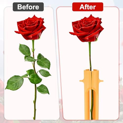 M METERXITY 2-Pack Rose Thorn Stripper Tool, Plastic Metal Rose Stem Leaf Thorn Stripper for Bouquets Pruning Branches/Floral Arrangement, Flower Stripping Tool Remove [Yellow]