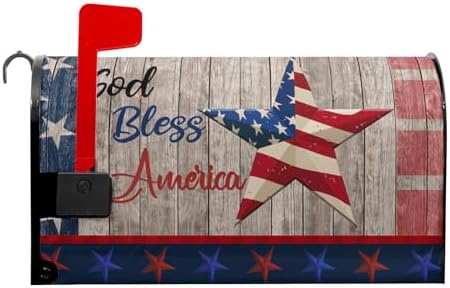 American Flag Patriotic Mailbox Cover Magnetic USA Independence Day Mailbox Cover Standard Size 25.5 x 21 4th of July Memorial Day Mailbox Wrap Post Letter Box Cover Decorative for Home Outdoor Garden