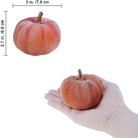 Winlyn 12 Pcs Small Rustic Faux Velvet Pumpkins Decorative Blush Coral Pink Peach Ivory Fabric Foam Pumpkins 3" for Fall Wedding Bbay Shower Thanksgiving Halloween Table Centerpiece Décor