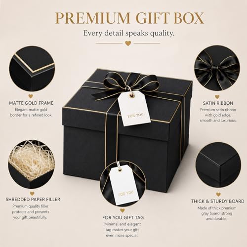 12x12x10in Empty Square Gift Box with Lid, Tall Matte Black Big Gift Box