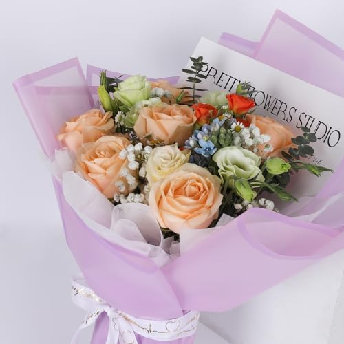FUHITIM 20 Sheets Flower Wrapping Paper(Translucent Lilac Purple)
