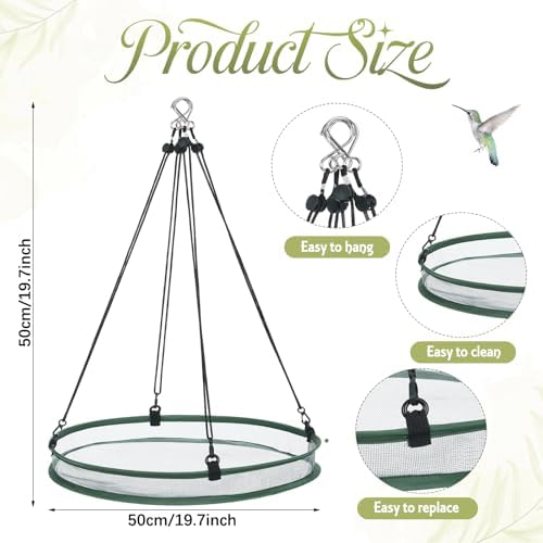 FoldTier 1 Piece Bird Seed Catcher Tray Hanging Round Mesh,20 Inch