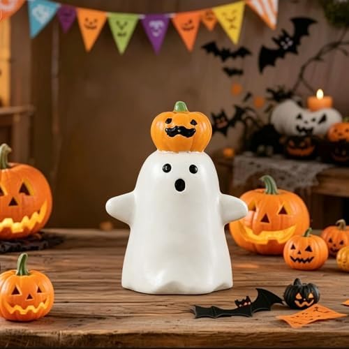Halloween Ghost Figurine Pumpkin Spooky Resin Finger Statue Decor