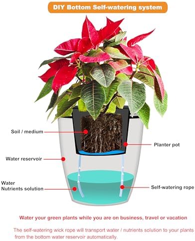 ORIMERC 100ft 1/8" Self Watering Rope, Vacation Automatic Planter Waterer for Indoor Houseplant Pots, Hydroponic Capillary Wick Cord,Keep Potted Flower Moist,Moisture Wicking String,Slow Release Water