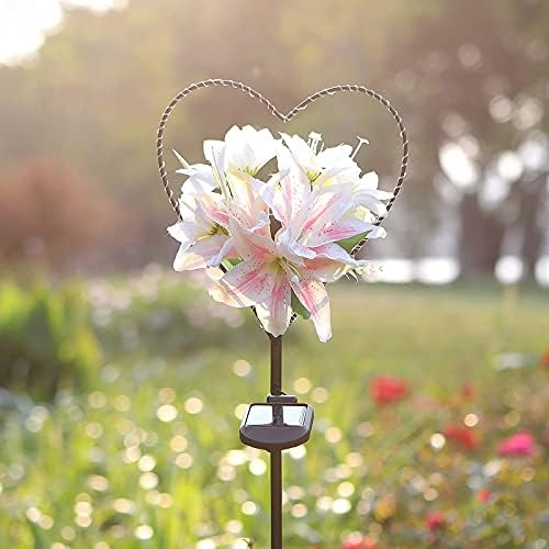 Starryfill Solar Garden Stake Lights, 39.5in Heart LED Memorial Grave Decor