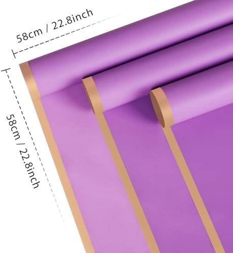 20 Sheet Flower Wrapping Paper-Waterproof Bouquet Paper (Light purple)