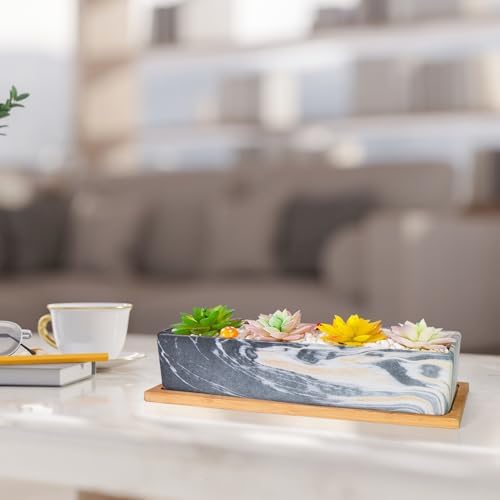 Succulent Pots, 12.1'' Ceramic Pots for Indoor Plant, Window Sill Planter