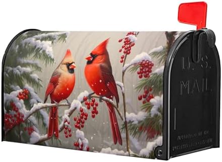 Winter Cardinal Mailbox Covers Magnetic Standard Size 18 X 21