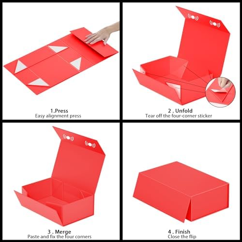 RYDDOY Red Gift Box, 9.5x6x3'' Gift Boxes with Lids for Presents