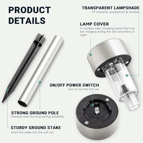 GIGALUMI 16 Pack Solar Lights Outdoor Waterproof, Stainless Steel