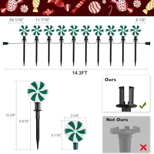 Ultimate Unicorn Christmas Lollipop Pathway Lights Green, Christmas Decor
