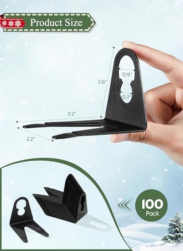 Christmas Light Clips, 100 Pack Gutter Clips for C7 C9 String Lights, Black
