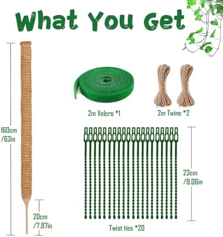 63-Inch Bendable Moss Pole for Monstera and Climbing Plants, 1 Pack