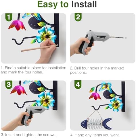 Lewondr 9" Plant Hangers with Solar Light,Metal Hanging Plant Bracket
