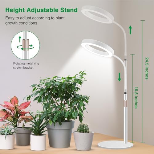 Aumtrly Desk Grow Light Full Spectrum with Base for Indoor Plants Growing