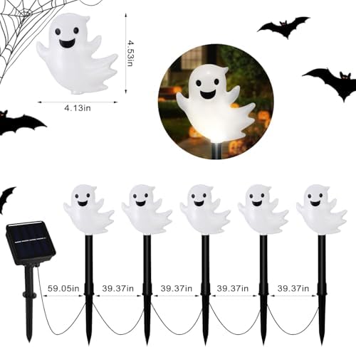 20 Pack Solar Halloween Ghost Pathway Lights, 3D Solar Lights