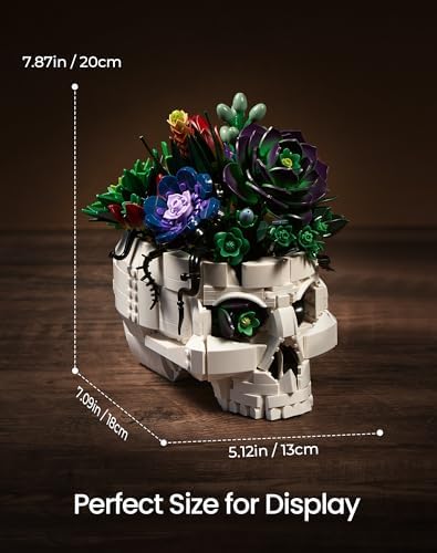 Succulent Skull Planter Flower Building Set Gothic Botanical Gift