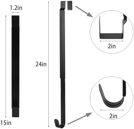 Sattiyrch Adjustable Wreath Hanger for Front Door, 14-24 Inch Ultra Thin Hook Heavy Duty Wreath Holder Supports up to 22 lbs,Black