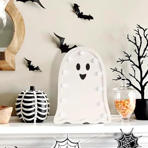 Halloween Decorations-Light Up Wooden Ghost-Handmade Ghost with Light | Halloween Decor Home Kitchen Mantel Tabletop Windowsill