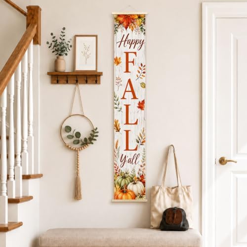 Happy Fall Y'all Pumpkin Porch Door Banner Wall Decorations 8x47