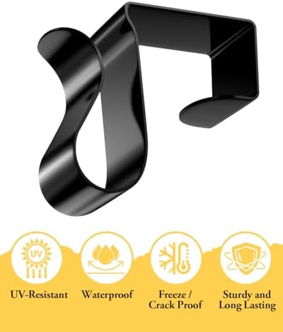 Gutter Clips for Hanging Outdoor Lights: 100 Pcs Metal Black Christmas Light Clips for outside String Lights - Weatherproof Gutter Clips for Xmas Halloween Seasonal Rope Mini Decoration Lights