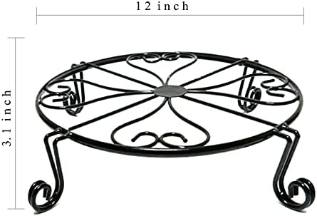 NSYOOMH 1 pack 10"-12" Metal Plant Stand Outdoor, for Flower Pot Heavy Duty Potted Holder Round Wrought Rustproof Iron Planter Stand, plant Stands Indoor Clearance and Outdoor patio - 12 Inches Black