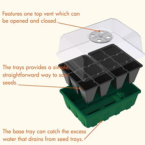 Gardzen 10 Pack Seed Starter Trays with Dome and Green Base 120 Cell