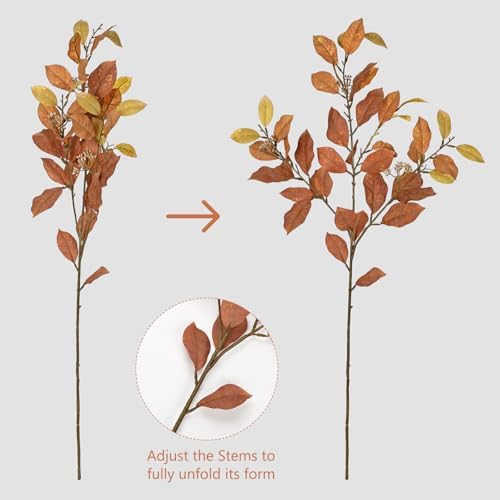 32" Artificial Fall Euonymus Leaves Stems with Flower Seeds for Home Decor