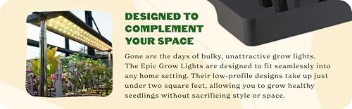 Epic Gardening Seed Starting Grow Light - Full-Spectrum LED with Adjustable Height & Integrated Tray for Indoor Seedlings | Energy-Efficient, Long-Lasting Light with Timer (Standard)