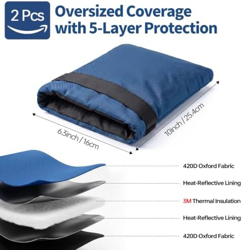 Outdoor Faucet Cover for Winter, 3M Thinsulate Spigot Cover for Winter Freeze Protection, Waterproof, 10" H x 6.3" W Outside Hose Bib Insulated Covers for Wall Taps, 2 Pcs Faucet Socks - Blue