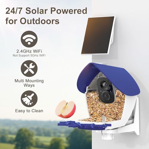 Smart Bird Feeder with Camera Solar Powered 2K HD Live Video with 32GB Card