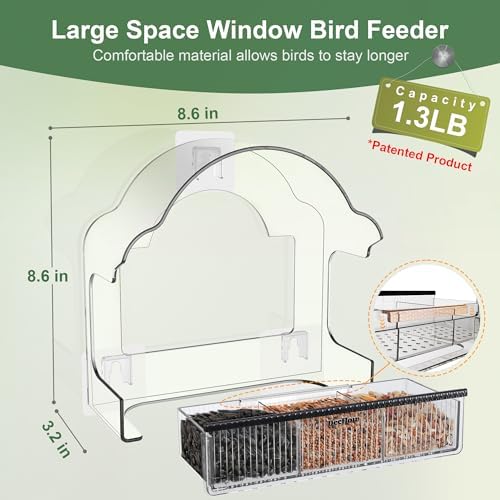 Decflow Window Bird Feeders for Outside, Clear Bird Window Feeder