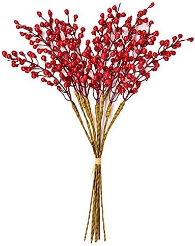 GREENTIME 16 Pack Artificial Red Berry Stems for Christmas Tree Decorations
