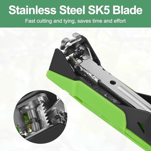 Upgraded Plant Tying Machine Gun to Tie Up Vine Tomatoes and Grapes Quickly Garden Tape Tool for Gardeners Farmers with SK5 Blade Replacement Garden Tapes and Staples