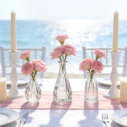 Glass Bud Vases in Bulk, 3pcs Small Glass Vase for Centerpieces