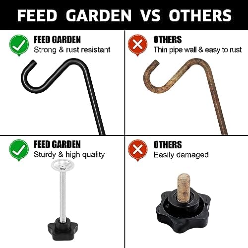 FEED GARDEN 31 Inch Heavy Duty Deck Hook, Non-Slip Clamp, 360 Degree Swivel, Black for Bird Feeders, Planters, Suet Baskets, Lanterns, Wind Chimes, 2 Pack