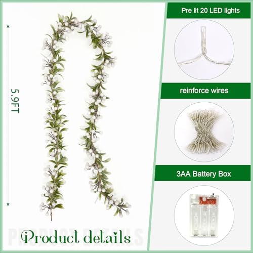 Joyhalo 5.9FT Christmas Garland with Lights Battery Operated