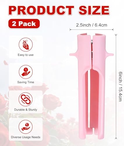 M METERXITY 2-Pack Rose Thorn Stripper Tool, Plastic Metal Rose Stem Leaf Thorn Stripper for Bouquets Pruning Branches/Floral Arrangement, Flower Stripping Tool Remove [Pink]