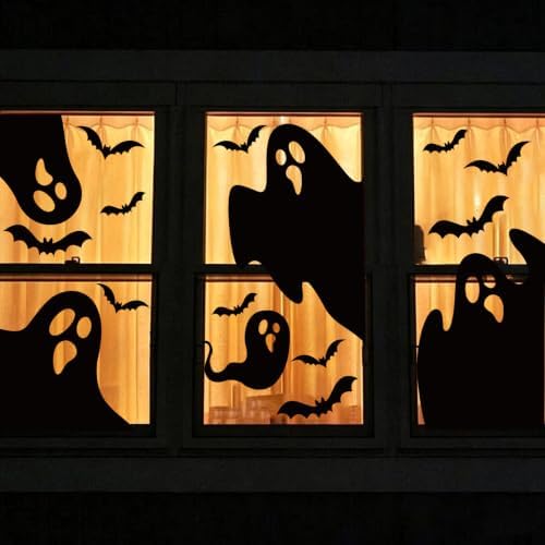 Large Halloween Window Clings Decorations Extra Large Ghost Silhouette Scary Black Ghost Decorations Window Decals for Windows